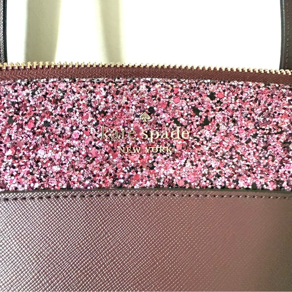 Kate Spade Burgundy Holiday Glam Accent Tote Shoulder Bag - Picture 2 of 10